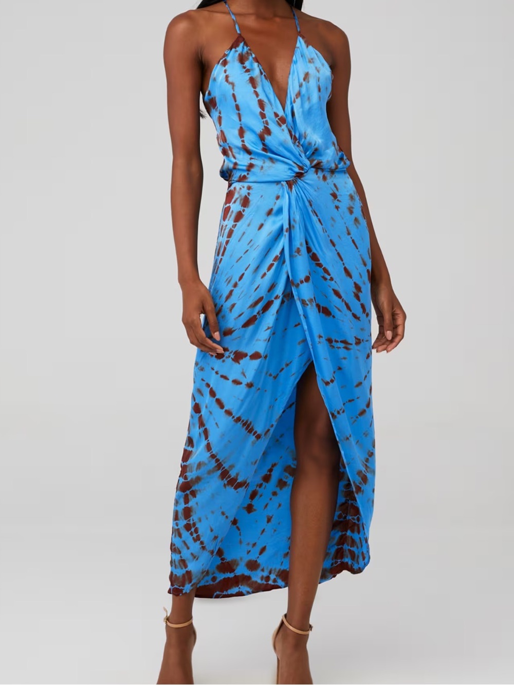 YFB Young Fabulous & Broke Siren Slip Dress Rooibos Tigers Eye Blue Halter Chic